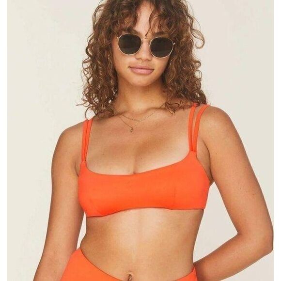 🐿️ NWT Andie Swim The Rockaway Bikini Top In Sire Orange Size XL - Picture 1 of 6